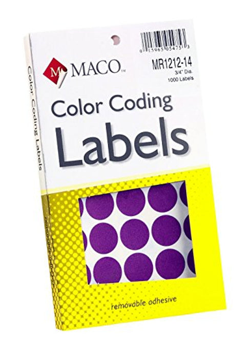 PURPLE CODING LABELS 3/4"